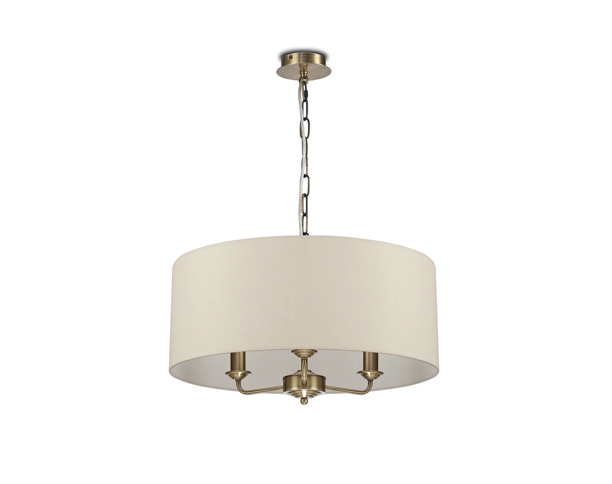 Banyan 50cm 3 Light Pendant Antique Brass, Ivory Pearl/White DK0049  Deco Banyan AB IV
